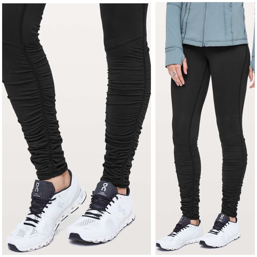 Lululemon Ready To Rulu Tight Leggings *28" Size 2 Black Ruched Legs